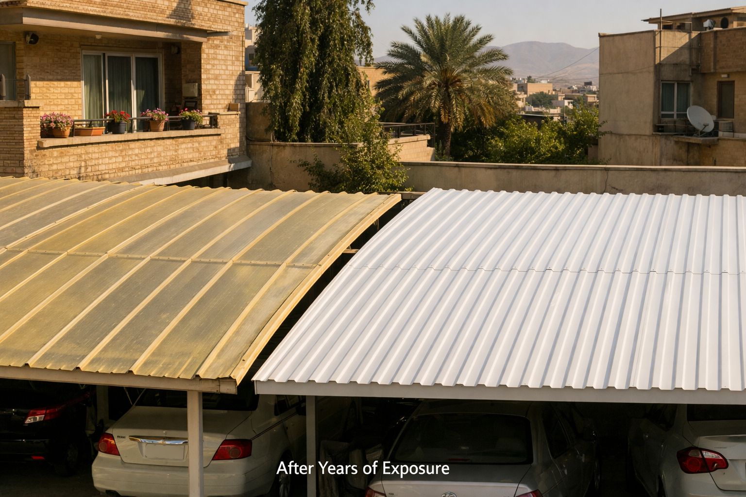 سقف پارکینگ پلیکربنات یا یو پی وی سی