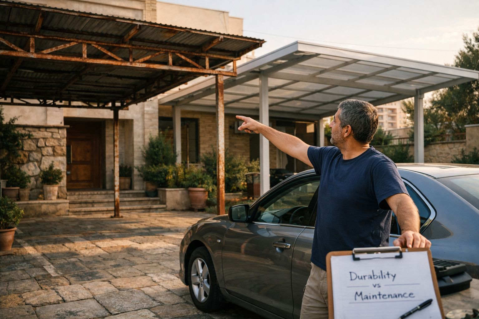 سقف پارکینگ فلزی یا سبک