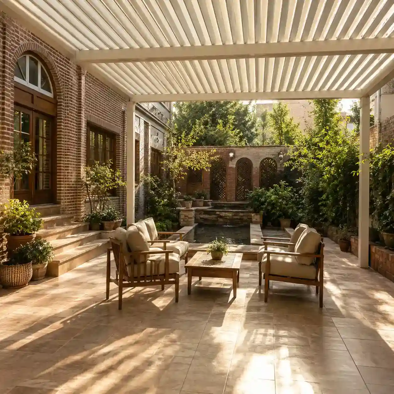 سایبان حیاط UPVC پلی‌روف؛ مقاومت مهندسی برای آب و هوای ایران