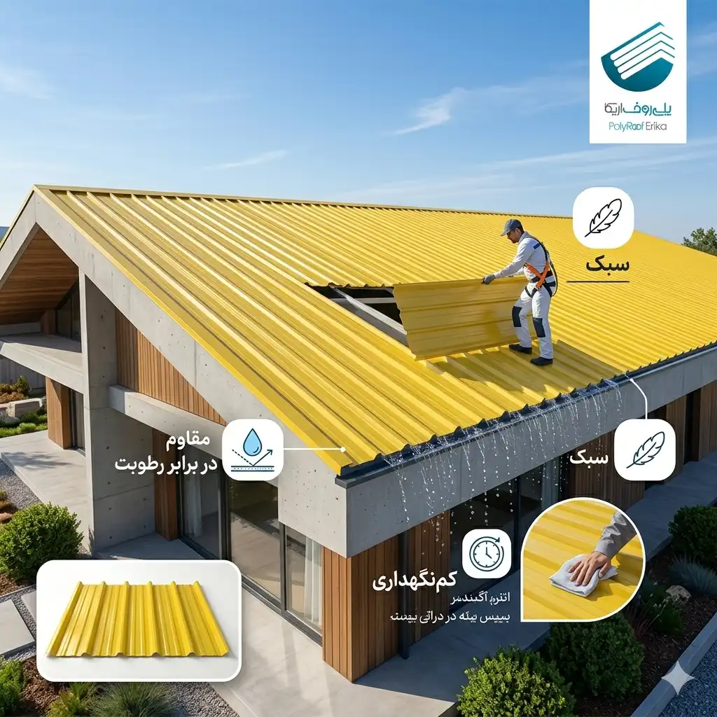 قیمت سقف شیروانی | راهنمای هزینه، متریال و سقف UPVC پلی روف