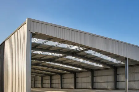 سوله صنعتی مدرن با سقف UPVC پلی روف و ورقهای نورگیر، نشاندهندهٔ کارایی و دوام سوله صنعتی مدرن با سقف UPVC پلی روف و ورقهای نورگیر، نشاندهندهٔ کارایی و دوام